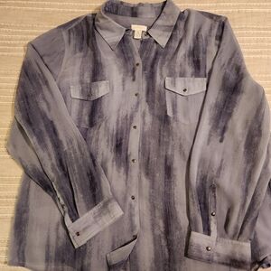 CHICO'S TWO TONE LIGHT DENIM COLOR WITH SNAP BUTTONS CHICO'S SIZE 3 LIKE NEW